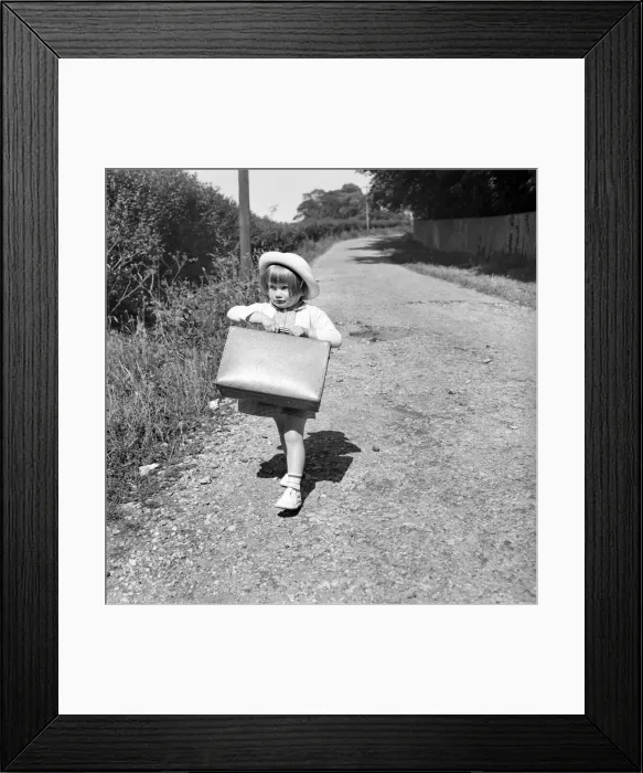 Framed Print : Education: Boarding School: Jane Wicken seen here returning to Ledsham Court School after Framed Print : Education: Boarding School: Jane Wicken seen here returning to Ledsham Court School after