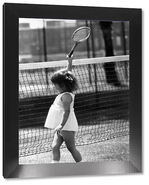 Julie Wimbledon the action girl of tennis makes her play. June 1973