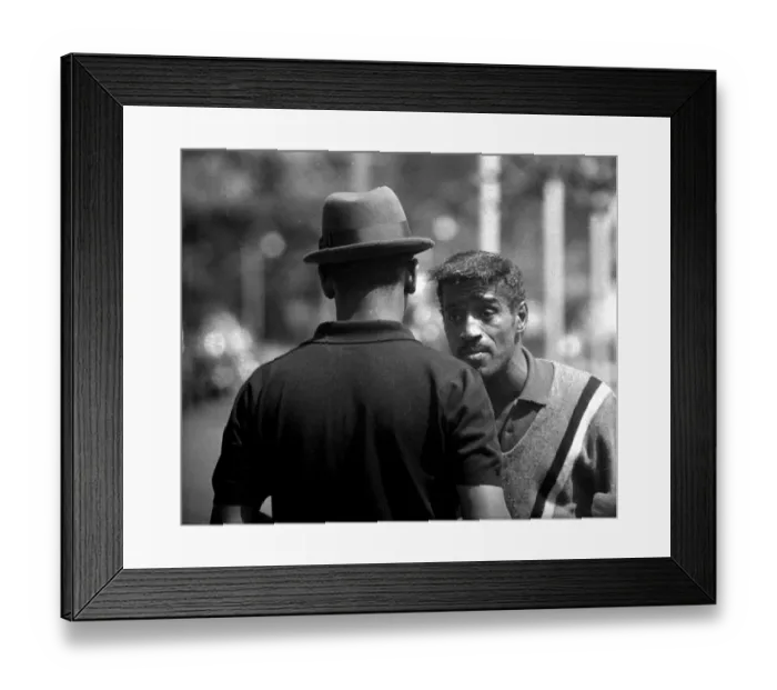 Framed Print : Sammy Davis Jnr filming at Battersea Festival Gardens for his new film