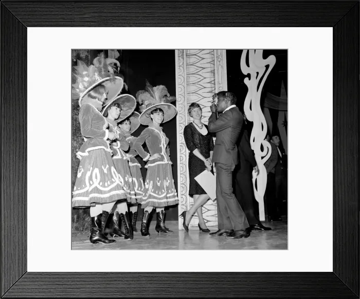 Framed Print : Royal Variety Show Rehearsal. Sammy Davis Jnr. taking photographs of Palladium Girls Framed Print : Royal Variety Show Rehearsal. Sammy Davis Jnr. taking photographs of Palladium Girls