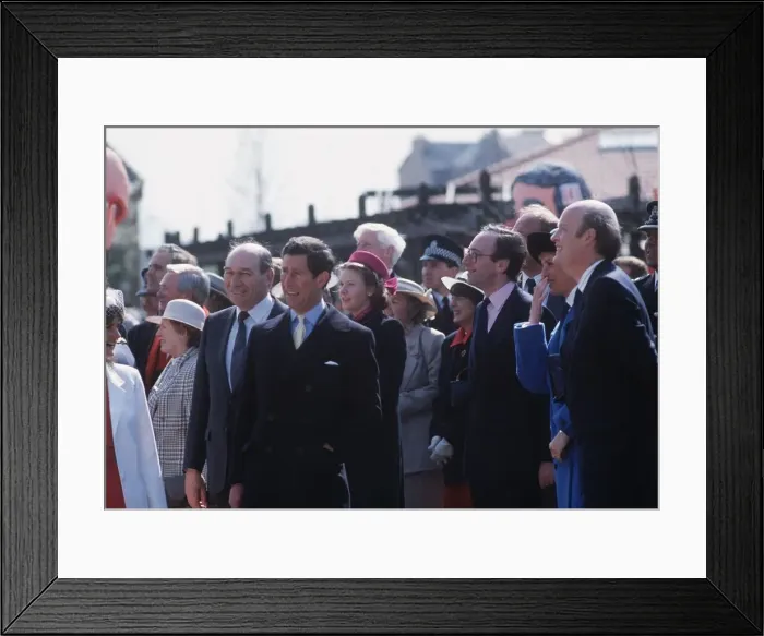 Framed Print : Princess Diana, Princess of Wales, wearing a blue coat, with husband Prince Charles Framed Print : Princess Diana, Princess of Wales, wearing a blue coat, with husband Prince Charles