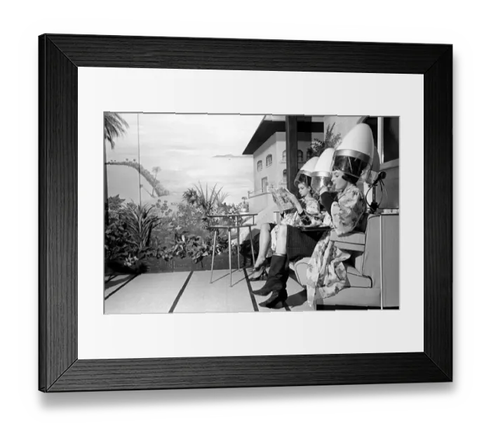 Framed Print : Mr. Johns deluxe hairdresser where if you want you can have a three course meal while you