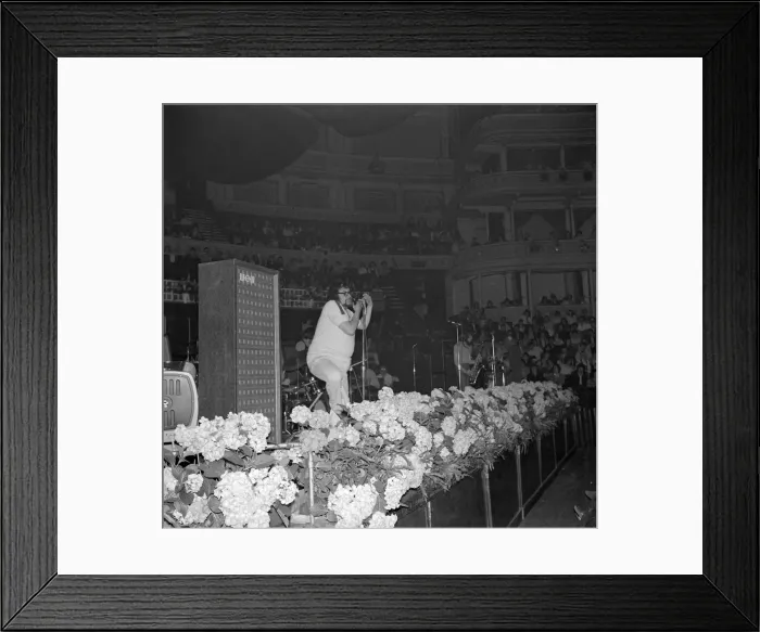 Framed Print : Pop Concert at Albert Hall. Adrian Henri, poet and singer with Framed Print : Pop Concert at Albert Hall. Adrian Henri, poet and singer with