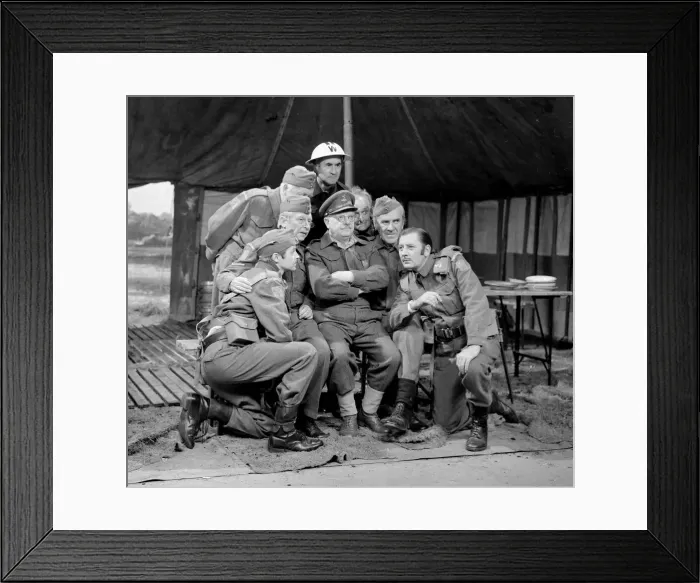 Framed Print : The crew of the BBC television series Dads Army pose for a group photograph Framed Print : The crew of the BBC television series Dads Army pose for a group photograph
