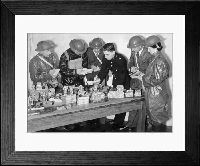 Framed Print : Members of the Air Raid Precautions Services receiving instruction before they go out Framed Print : Members of the Air Raid Precautions Services receiving instruction before they go out