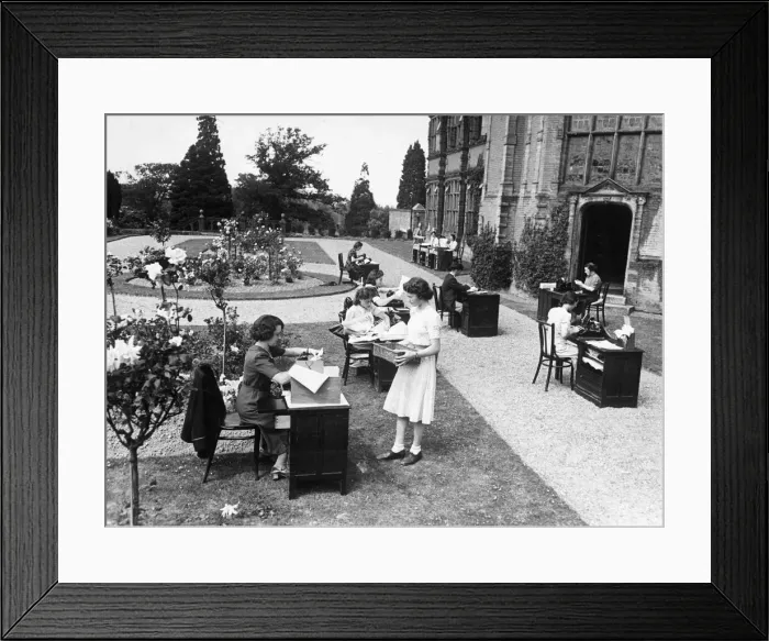 Framed Print : Business being conducted out in the countryside due to evacuation from the cities