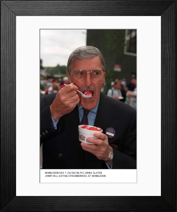 Framed Print : Jimmy Hill eating strawberries at Wimbledon Framed Print : Jimmy Hill eating strawberries at Wimbledon