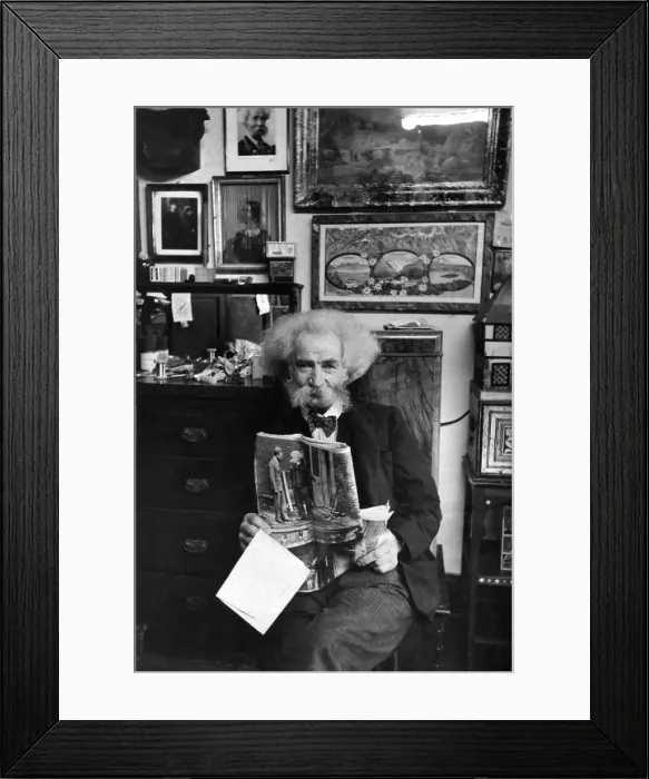 Framed Print : Daddy Bossert sitting in his room amongst his collection of bric-a-brac Framed Print : Daddy Bossert sitting in his room amongst his collection of bric-a-brac