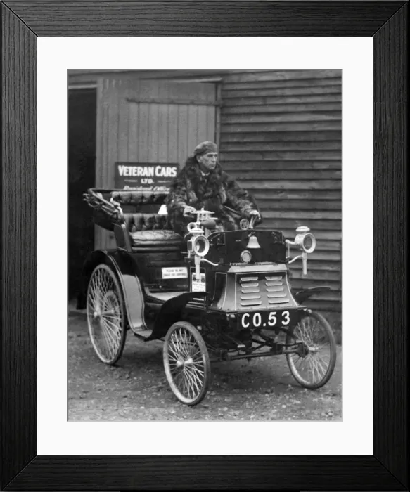 Framed Print : The 1901 4 1  /  2 H. P. Benz Car which Mr. C. S. Burney of Weybridge is driving in the old