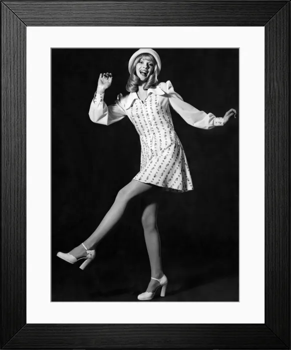 Framed Print : The mini that looks like a pinny!The blouse is part of the dress, though Framed Print : The mini that looks like a pinny!The blouse is part of the dress, though