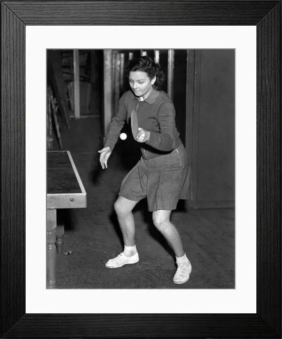 Framed Print : Table Tennis hope. Diane Rowe in action. March 1950 P009725