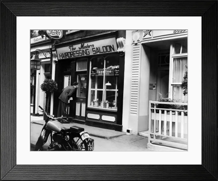 Framed Print : The Hairdressing shop where Mr. Jack Crower, Also known as Jack Spot, was found Framed Print : The Hairdressing shop where Mr. Jack Crower, Also known as Jack Spot, was found