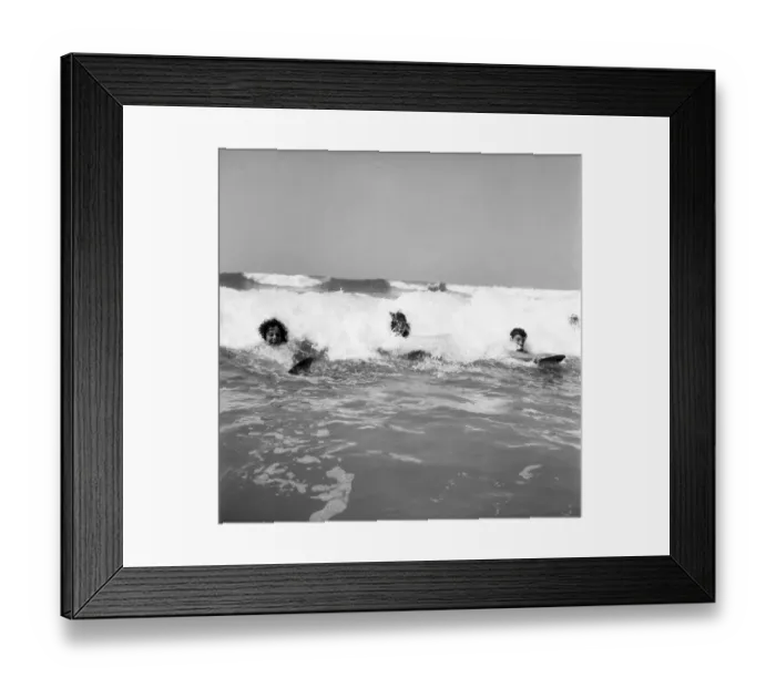 Framed Print : Women body boarding in the surf at Newquay June 1960 M4303 Framed Print : Women body boarding in the surf at Newquay June 1960 M4303