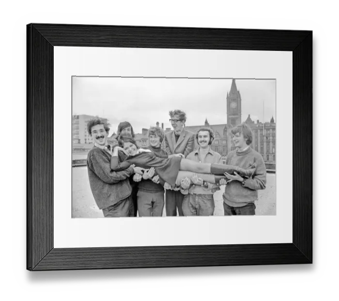 Framed Print : Lifted into the air by fellow actors. November 1969 Z11996 Framed Print : Lifted into the air by fellow actors. November 1969 Z11996