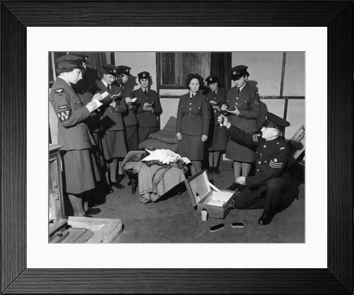 Framed Print : World War II Women. W. A. A. F. Service police women in training. W. A. A. F