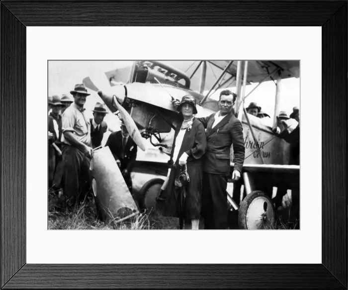 Framed Print : Squadron leader H J L Bert Hinkler standing by his Avro Avian plane at Bundaberg in Framed Print : Squadron leader H J L Bert Hinkler standing by his Avro Avian plane at Bundaberg in