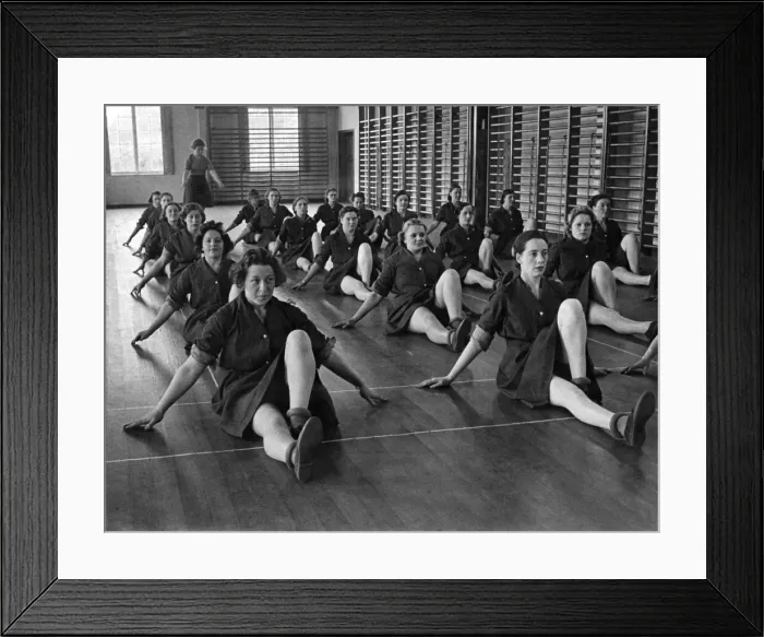 Framed Print : World War II Women: A. T. S. undergoing keep fit training. October 1941 P010195