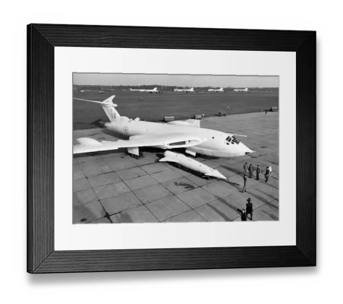 Framed Print : Press showing of the Handley Page Victor bomber with its Blue Steel stand - off bomb Framed Print : Press showing of the Handley Page Victor bomber with its Blue Steel stand - off bomb