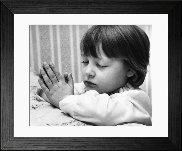Framed Print : Young Denise Woodhouse praying like a little angel