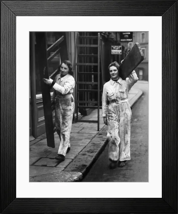 Framed Print : Women Decorators. They fetch and carry their own ladders etc. March 1940 P003940
