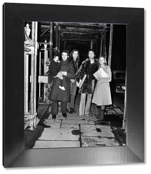 L-R Mary McCartney being carried by Denny Lane, Billy McCaldrey, Paul and Linda McCartney