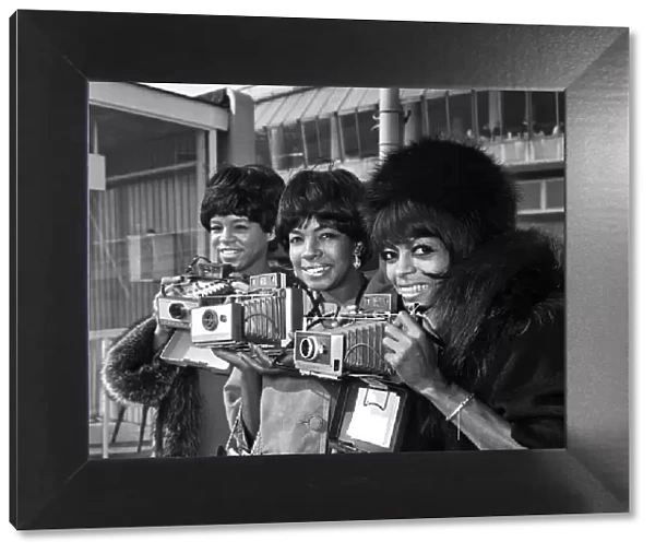 American singing group The Supremes arrive at London airport before taking part in