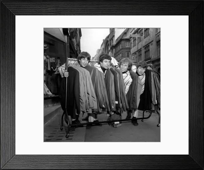 Framed Print : Ronnie Bond, Peter Staples, Chris Britton and Reg Presley of the pop group The Troggs