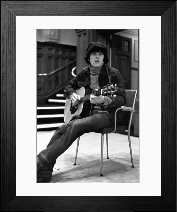 Framed Print : Pop singer Donovan waits in the lounge of the BBC television theatre in Shepherd Framed Print : Pop singer Donovan waits in the lounge of the BBC television theatre in Shepherd