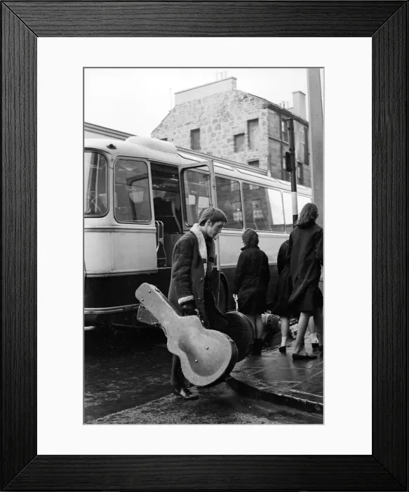Framed Print : Pop group The Fourmost on tour The band and crew arrive at the Edinburgh