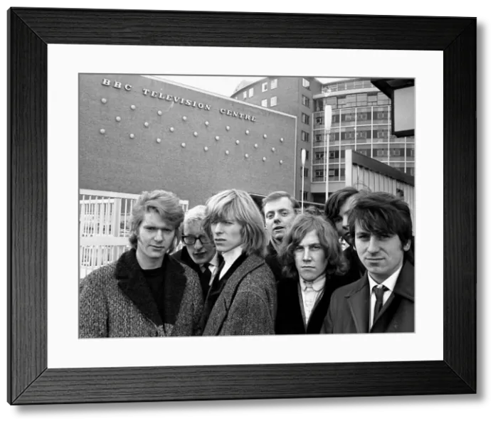 Framed Print : Singer David Bowie when he was known as Davy Jones, pictured outside the BBC television Framed Print : Singer David Bowie when he was known as Davy Jones, pictured outside the BBC television