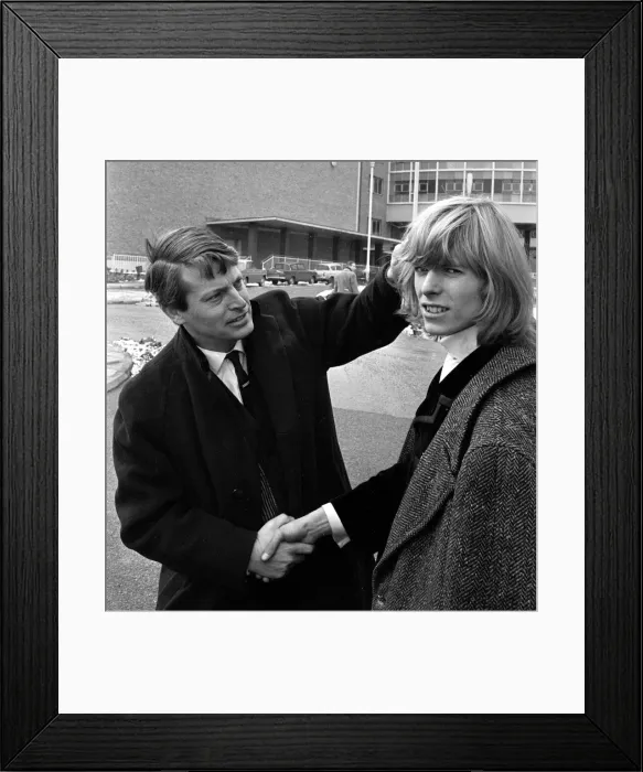 Framed Print : Singer David Bowie when he was known as Davy Jones, pictured outside the BBC television Framed Print : Singer David Bowie when he was known as Davy Jones, pictured outside the BBC television