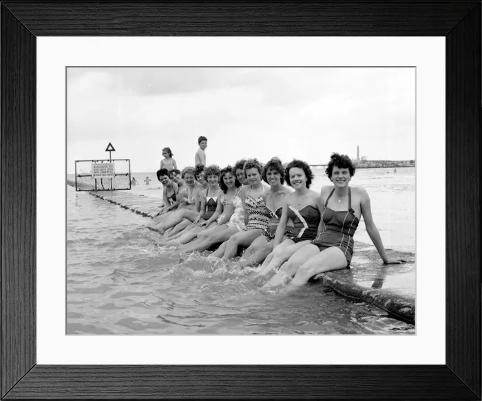 Framed Print : Beauty contest girls playing on the beach at Margate. 31st August1960