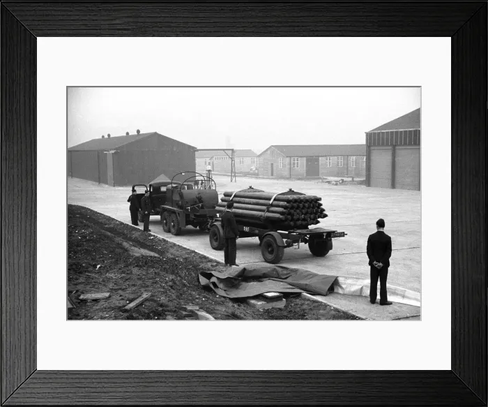 Framed Print : Gas Canisters for Barrage Balloon at Hook, Surrey. October 1938 Framed Print : Gas Canisters for Barrage Balloon at Hook, Surrey. October 1938