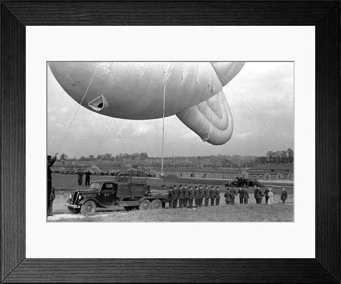 Framed Print : King George VI and Queen Elizabeth at Royal visit to Hook, Balloon Barrage. April 1939 Framed Print : King George VI and Queen Elizabeth at Royal visit to Hook, Balloon Barrage. April 1939