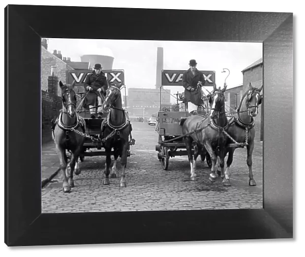 Draymen and their horses from the Vaux Brewery in Sunderland in 1964