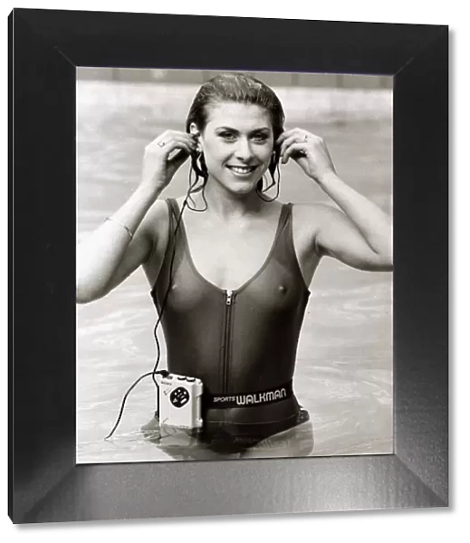 Sharon Davis with the new Sony Walkman - May 1983 Music