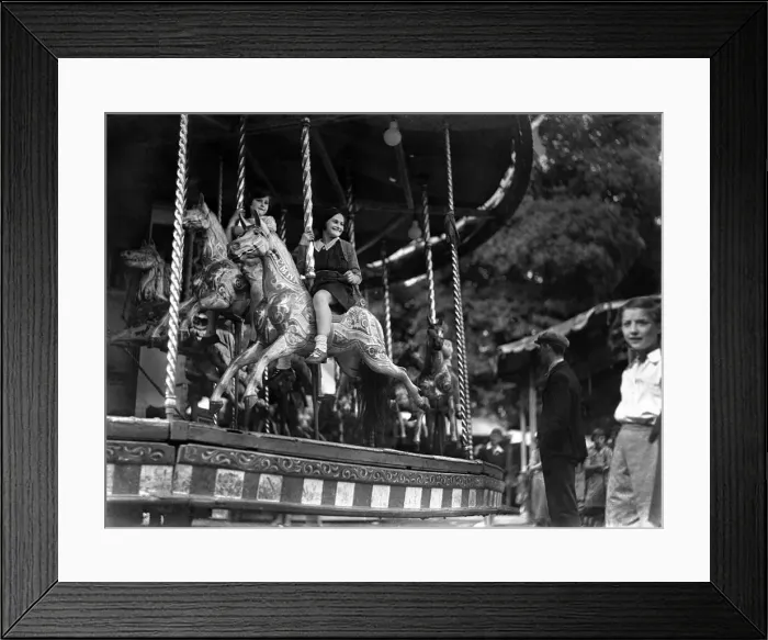 Framed Print : Children ride the Merry-Go-Round at the Surbiton fair. Circa 1930 Framed Print : Children ride the Merry-Go-Round at the Surbiton fair. Circa 1930