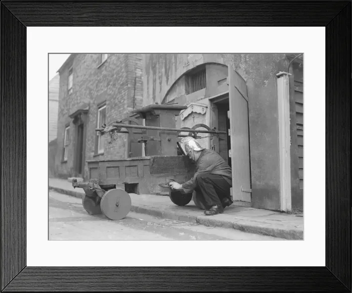 Framed Print : Manual Fire Engine at Ewell. October 1933 dating back to before 1769