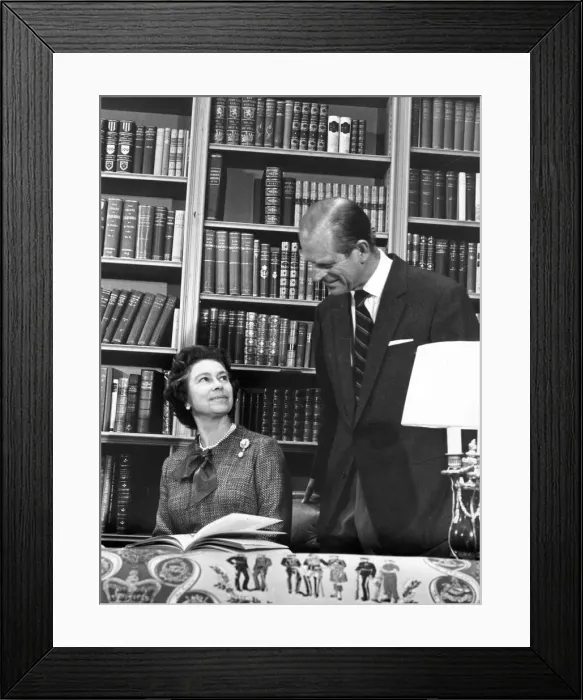 Framed Print : Queen Elizabeth II with Prince Philip in the Library during a photocall at Balmoral Framed Print : Queen Elizabeth II with Prince Philip in the Library during a photocall at Balmoral