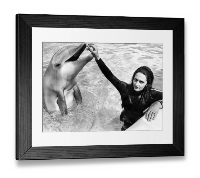 Framed Print : Trainer Robin Haig at Zoo World in Seaburn with Handsome the dolphin