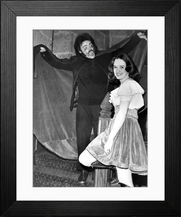 Framed Print : Danny Dee playing the part of Count Dracula at Langley Castle with his bride actress Jane Framed Print : Danny Dee playing the part of Count Dracula at Langley Castle with his bride actress Jane