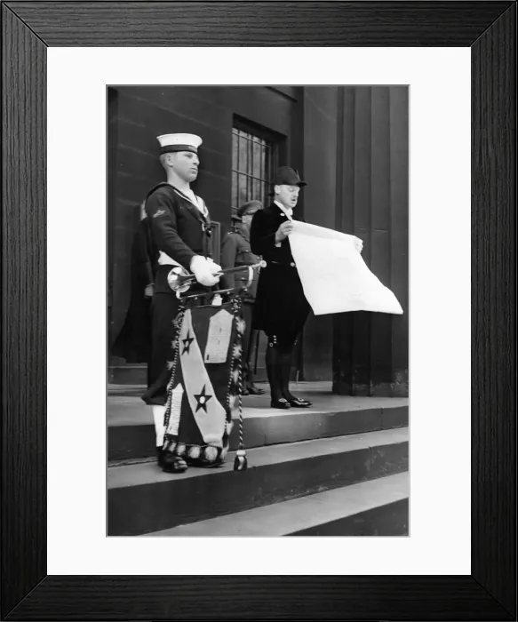 Framed Print : Queen Elizabeth II, Princess Elizabeth - Coronation Proclamation Scenes - The High Framed Print : Queen Elizabeth II, Princess Elizabeth - Coronation Proclamation Scenes - The High