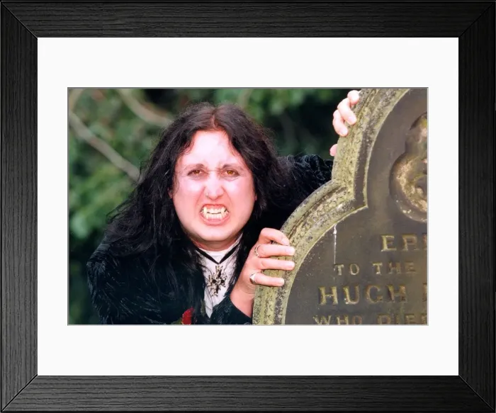 Framed Print : Stephen (Mel) Melaney dresses as Dracula Framed Print : Stephen (Mel) Melaney dresses as Dracula