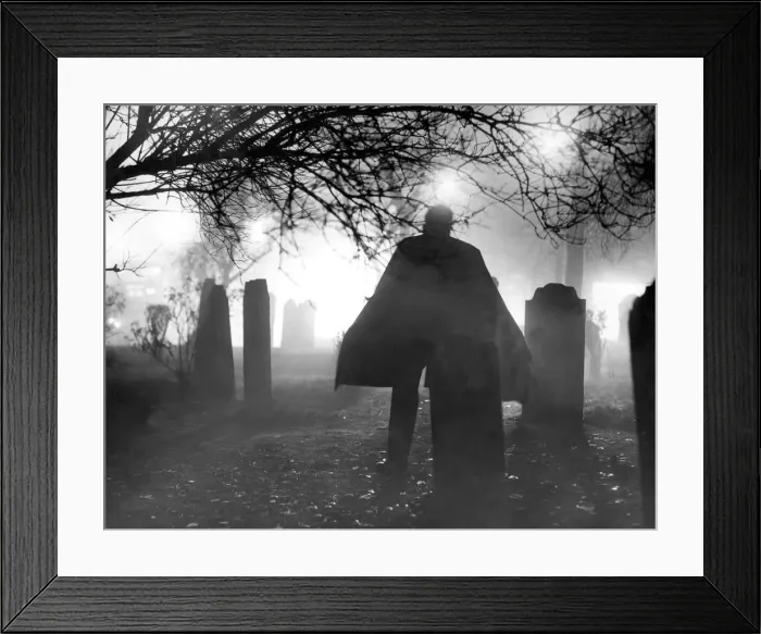 Framed Print : An atmospheric picture of Count Dracula in a church yard Framed Print : An atmospheric picture of Count Dracula in a church yard