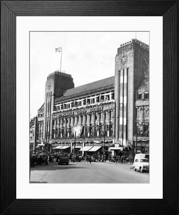 Framed Print : Queen Elizabeth II, Princess Elizabeth - Coronation - Newcastle Co-op shop on Newgate