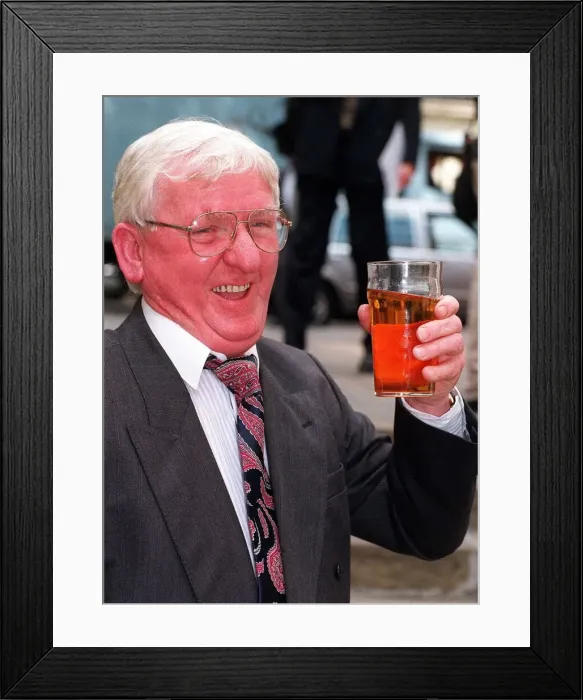 Framed Print : Next to his swimming pool Ken White who won more than six million pounds on the National Framed Print : Next to his swimming pool Ken White who won more than six million pounds on the National