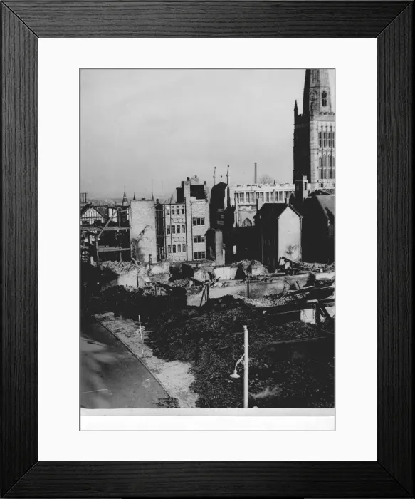 Framed Print : Broadgate, East Side, Coventry, after the air raid. November 1940 Framed Print : Broadgate, East Side, Coventry, after the air raid. November 1940