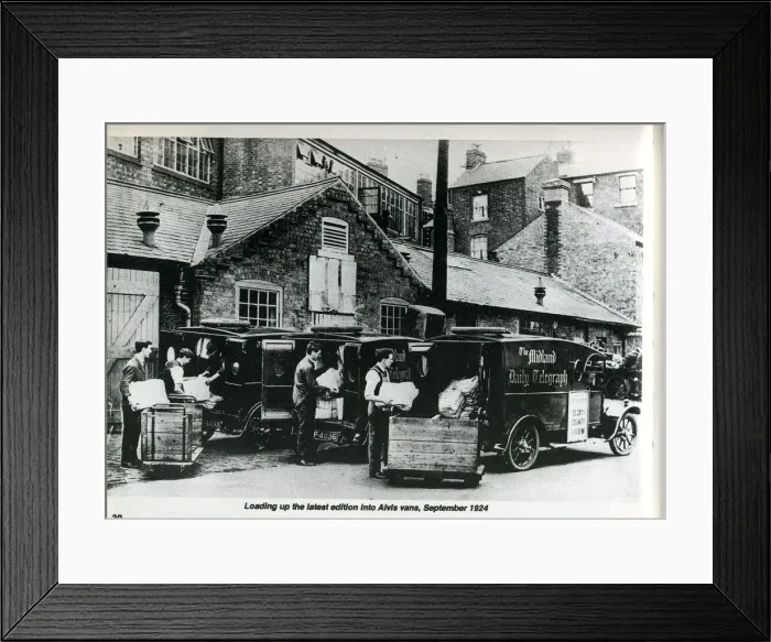 Framed Print : Loading up the latest edition of the Midland Daily Telegraph'into Alvis vans Framed Print : Loading up the latest edition of the Midland Daily Telegraph'into Alvis vans