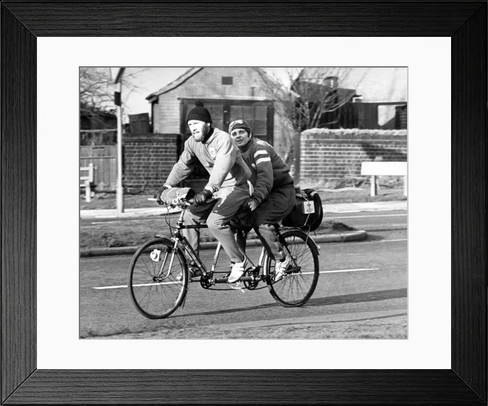 Framed Print : Two men off on a trip on their tamdem Framed Print : Two men off on a trip on their tamdem