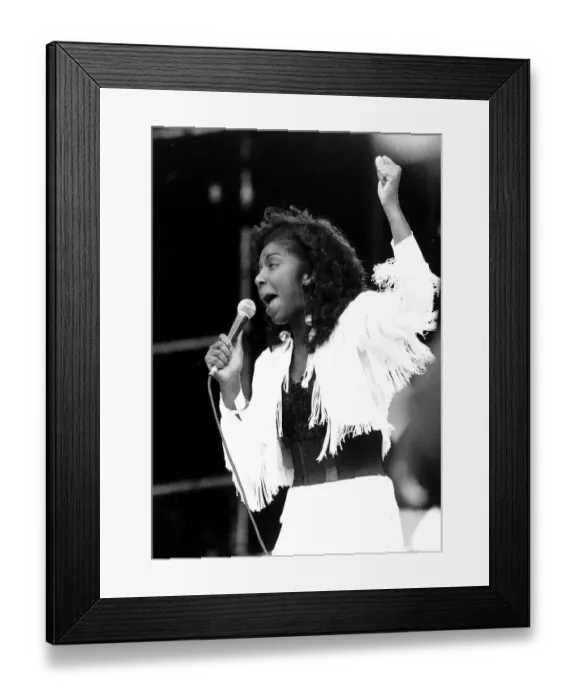 Framed Print : Natalie Cole singer daughter of Nat King Cole on stage at the Nelson Mandela Concert